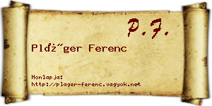 Pláger Ferenc névjegykártya